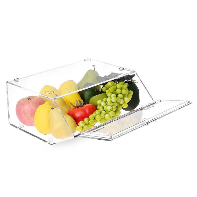 Ikee Design Acrylic Stackable Bakery Case Kitchen Pastry Container Display, Organizer Storage Holder Stand for Bagels, Bread and Muffins with A Hinged, Slanted Door, 11.75" W x 10.25" D x 5.5" H - Image 3